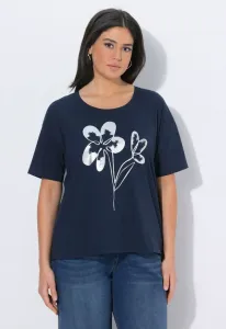 Футболка с принтом blüten vausschnitt halbarm Ulla Popken, Marine
