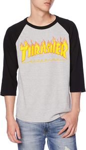 Мужская футболка-реглан с рукавом 3/4 Slasher TH92130 / FLAME (с логотипом бренда) Классическая модель Thrasher, черный/серый