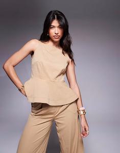 Топ с баской и лифом, бежевый Asos Design