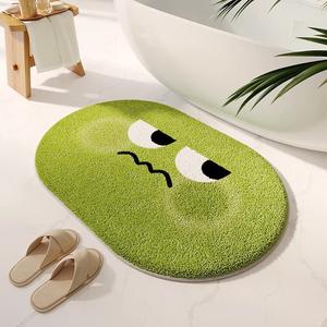 Budis Ковер 80х140 см из ПВХ, для прихожей/ванной, абсорбирующий, с геометрическим дизайном, цвет Abandoned Green, овальный