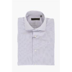 SU MISURA Хлопковая рубашка в тонкую полоску со стандартным воротником Corneliani, Light Blue