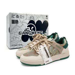 Нескользящие и износостойкие дышащие низкие кроссовки для скейтбординга для мужчин Hong Kong Meng, Black Gray[Box]