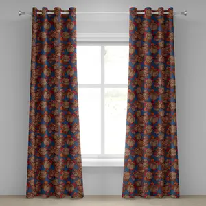 Шторы на люверсах ABAKUHAUS с цветочным рисунком в стиле фанк-арт, в пастельных тонах, с современным бохо-принтом, декоративные двухпанельные шторы, 280 x 245 см, синие и коричневые