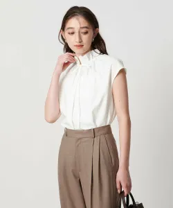 Блузка с воротником-рюшами и французскими рукавами United Arrows, цвет Off White