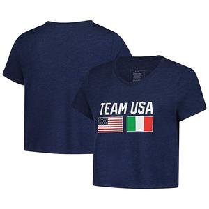 Женская свободная укороченная футболка navy team usa country flags Outerstuff