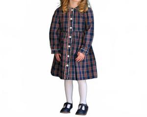 Rachel Riley Платье в клетку с пуговицами спереди, темно-синее