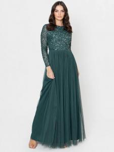 Украшенное блестками макси-платье Maya Deluxe, цвет Emerald