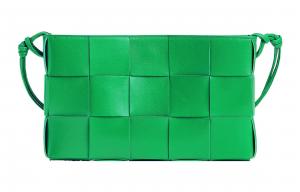 Bottega Veneta Кожаная сумочка плетт через плечо клатч женская попугай зеленая