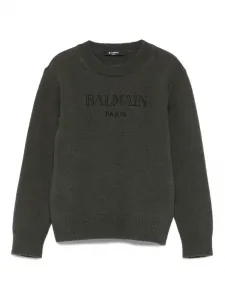 Джемпер с вышитым логотипом Balmain Kids, зеленый