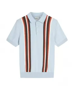 Мужская рубашка-поло с коротким рукавом и вертикальными полосками Ben Sherman, синий