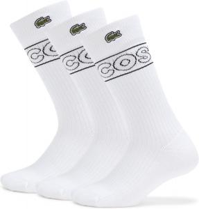 Lacoste Unisex, 3 пары носков с логотипом, White