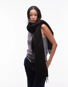 & Other Stories шарф из чистой шерсти премиум-класса с бахромой по краю, черный цвет