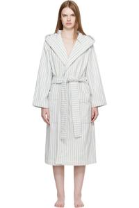 Tekla Халат с капюшоном из махровой ткани кремового и голубого цвета