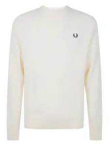Свитер с вышитым логотипом и круглым вырезом Fred Perry, нейтральный