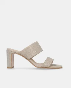 Женские босоножки на каблуке Maria из блестящей ткани цвета шампанского Mascaró, серебряный