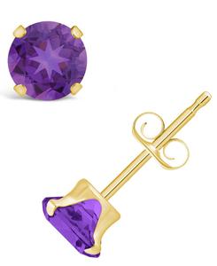 Серьги-гвоздики с драгоценными камнями из желтого золота 10 карат Macy's, Amethyst
