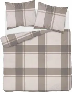 Постельное белье, сатиновое постельное белье, высокое качество 140х200 5218б Бежевый клетчатый рисунок Detexpol