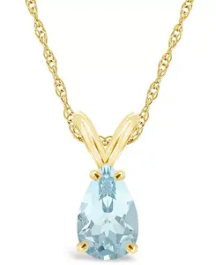 Ожерелье с подвеской из желтого золота 14 карат с аквамарином (1 карат) Macy'S, gold