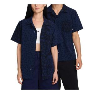 Рубашка print bowler short sleeve button-down skate shirt asia sizing 'midnight navy' Nike, синий