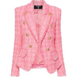 BALMAIN Твидовый пиджак с рельефными пуговицами, Bubble Gum Pink