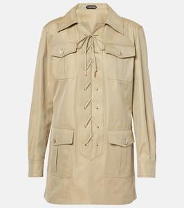 Футболка сафари из хлопка и шелка Tom Ford, Pale Sage