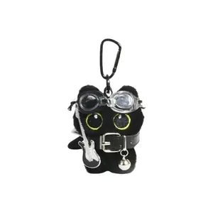 77 SEVEN DREAM Милый плюшевый кулон с большими глазами в виде черного котика высота 13см