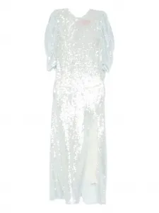 Платье миди Drama с рукавами-фонариками и пайетками Roberta Einer, синий