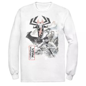 Мужская футболка Cartoon Network Samurai Jack Aku с акварельной краской и эскизом Licensed Character