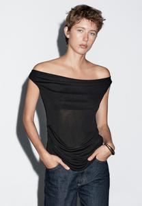 Топ Massimo Dutti FLOWING DRAPED NECK, Black