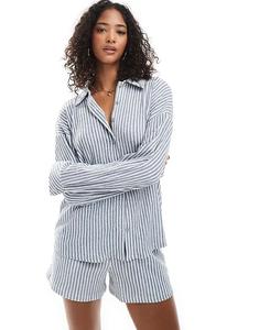 фактурная свободная рубашка в синюю полоску