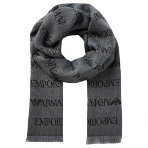Шерстяные вязаные шарфы для мужчин светло-серого цвета EMPORIO ARMANI, светло-серый