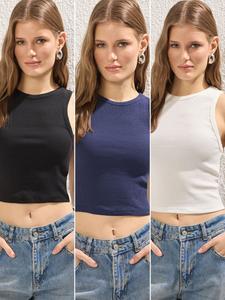 Топ Trendyol Athlete, цвет Ecru/Dark blue/Black