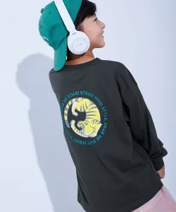 Футболка с длинным рукавом и крупным силуэтом дьявольской лабрадорши, Детская одежда. Размер 26SS Devirock, цвет 012-Circle-Sumikuro