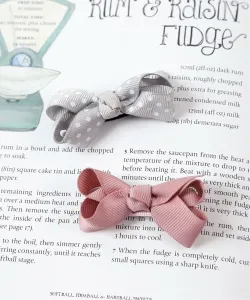 Небольшая заколка для волос с лентой (набор из 2 штук) Panpantutu, цвет Prima Ribbon Polka Dot X Mauve Pink