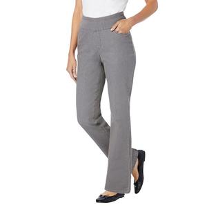 Женщина в женских джинсах Bootcut с гибким кроем больших размеров без застежки Woman Within, цвет Grey Denim