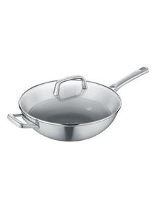 Сковорода-вок со стеклянной крышкой - Tricion Resist с полированной отделкой Berndes, 26 см