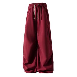 Повседневные брюки Unisex тонкие прямого кроя X1617, burgundy