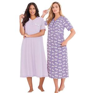 Плюс сайз 2-pack длинная хенли сорочка для сна Dreams & Co., Pale Lilac Swan