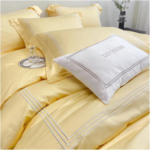 GGGUOJINN Комплект постельного белья из 100% хлопка с трехстрочной вышивкой желтого цвета Yellow
