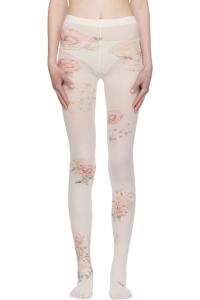 Open Yy Колготки цвета слоновой кости с цветочным принтом