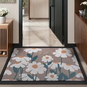 Dajiang Ковер 80х150 см для прихожей из эластичной пряжи, моющийся, грязеотталкивающий, с рисунком Daisy Flower Sea
