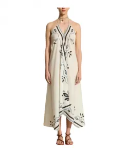 Арабеска, белое хлопковое платье Mare Di Latte, бежевый