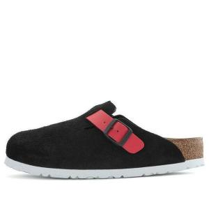 Тапочки boston suede leather/birko-flor 'black / active red' Birkenstock, черный