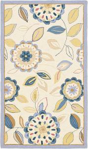 Ковер SAFAVIEH, 77 x 122 см, Chelsea Collection, Ivory & Blue, ручной работы в стиле French Country из шерсти, идеален для помещений с высокой проходимостью: прихожая, гостиная, спальня (HK179A)