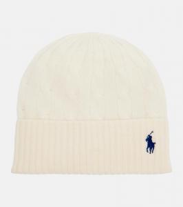 Вышитая шапка из шерсти и кашемира Polo Ralph Lauren, Cream