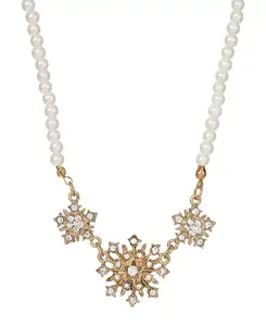 Ожерелье-Воротник с искусственным жемчугом и кристаллами в форме звезды 2028, gold-white