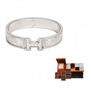 HERMES Клик h палладиевые браслеты унисекс silver