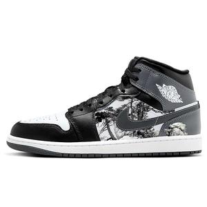 Jordan Баскетбольные кроссовки Air 1 с амортизацией, противоскользящие и износостойкие, винтажные, среднего размера, унисекс, черно-белые