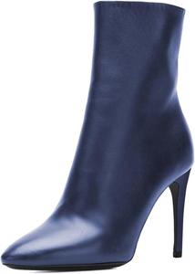 Женские классические закрытые ботильоны FYS с круглым носом на каблуке, сексуальные туфли-лодочки на шпильке с боковой молнией, осенне-зимняя обувь, размеры 4-16 US, Dark Blue