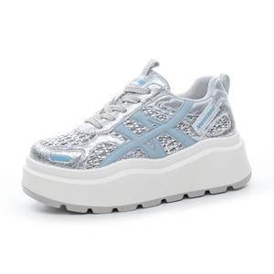Низкие повседневные кроссовки для женщин POOQ, серебристо-голубой